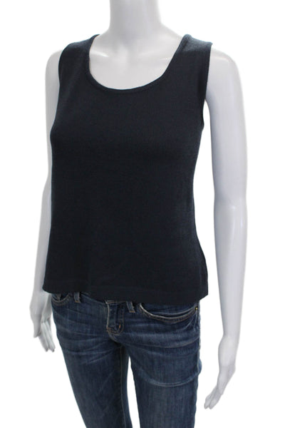 St. John Women Basic Wool Scoop Neck Sleeveless Tank Blue Size M