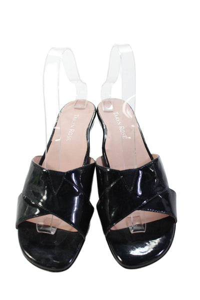 Taryn Rose Womens Crisscross Open Toe Block Heels Shoes Black Size 7.5M