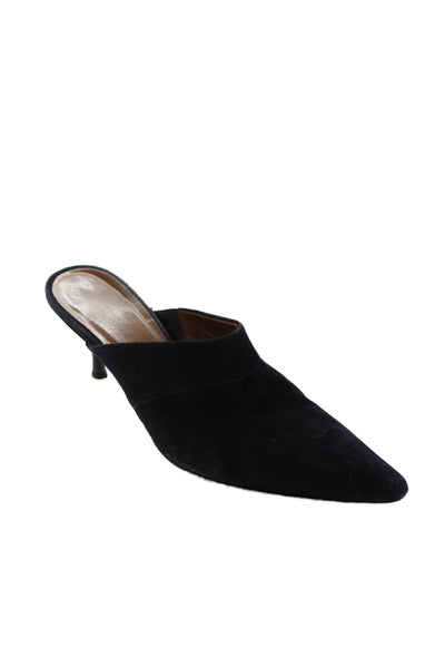 Donald J Pliner Womens Suede Pointed Toe High Heels Mules Shoes Black Size 7.5M