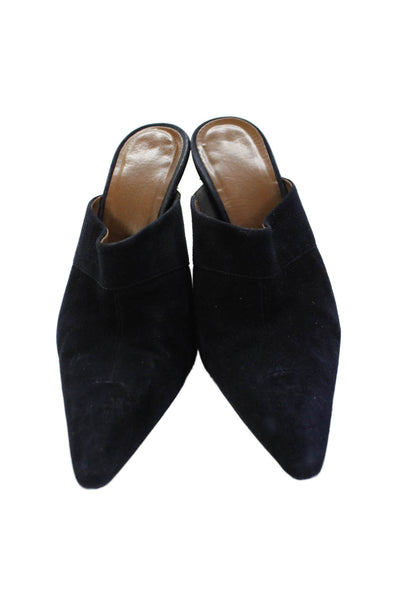 Donald J Pliner Womens Suede Pointed Toe High Heels Mules Shoes Black Size 7.5M