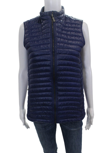 Peter Millar Womens Quilted Nylon Vest Blue Sleeveless Zip Size S