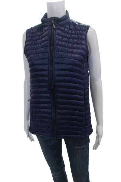 Peter Millar Womens Quilted Nylon Vest Blue Sleeveless Zip Size S
