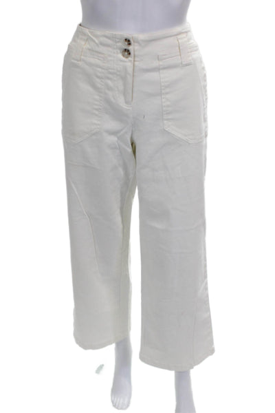 Nanette Nanette Lepore Womens White Cropped Pants Button Closure Size 4