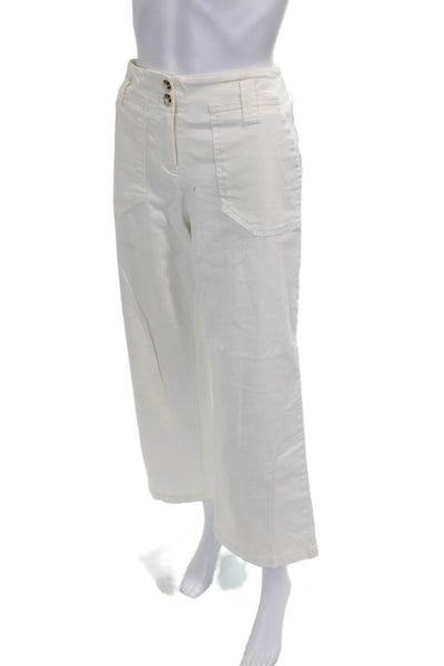 Nanette Nanette Lepore Womens White Cropped Pants Button Closure Size 4