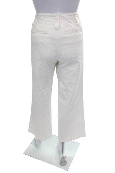 Nanette Nanette Lepore Womens White Cropped Pants Button Closure Size 4