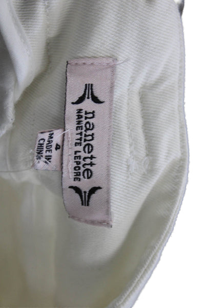 Nanette Nanette Lepore Womens White Cropped Pants Button Closure Size 4