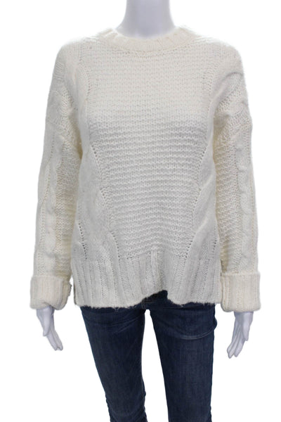 Splendid Women Pullover Sweater Ivory Crew Neck Long Sleeve Size XS
