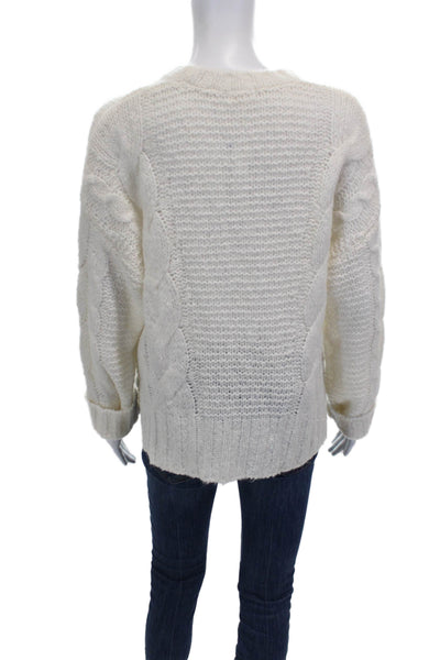 Splendid Women Pullover Sweater Ivory Crew Neck Long Sleeve Size XS