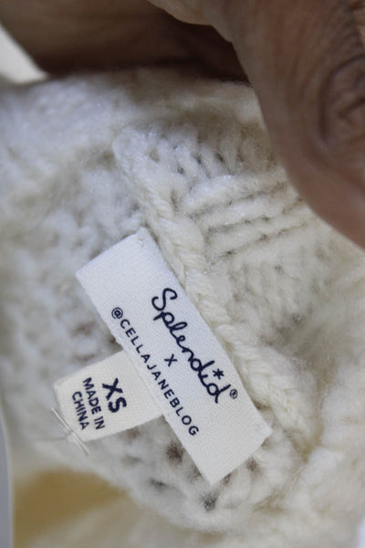 Splendid Women Pullover Sweater Ivory Crew Neck Long Sleeve Size XS