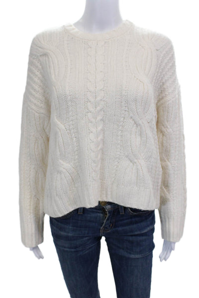 Splendid Women Pullover Crew Neck Long Sleeve Ivory Size XS