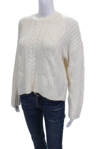 Splendid Women Pullover Crew Neck Long Sleeve Ivory Size XS