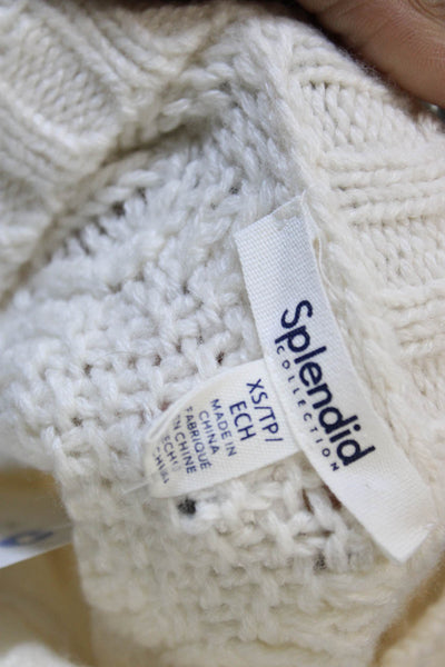 Splendid Women Pullover Crew Neck Long Sleeve Ivory Size XS