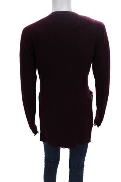 R+A Womens Cardigan V-Neck Purple 100% Cashmere Long Sleeve Size S