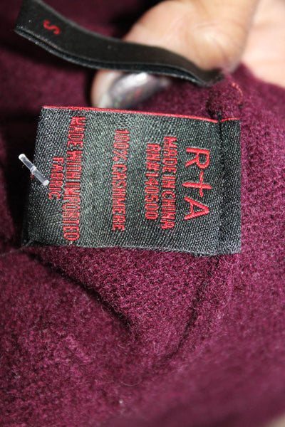 R+A Womens Cardigan V-Neck Purple 100% Cashmere Long Sleeve Size S