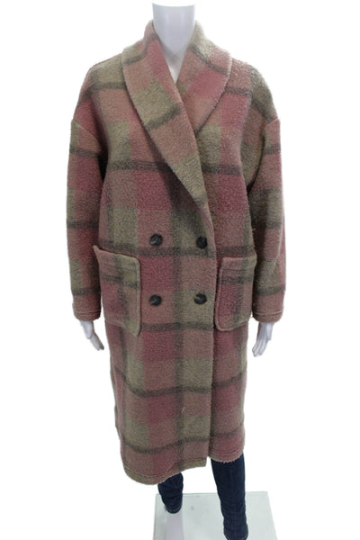Xirena Women Multicolor Plaid Polyester Overcoat Long Sleeve Button Size XS