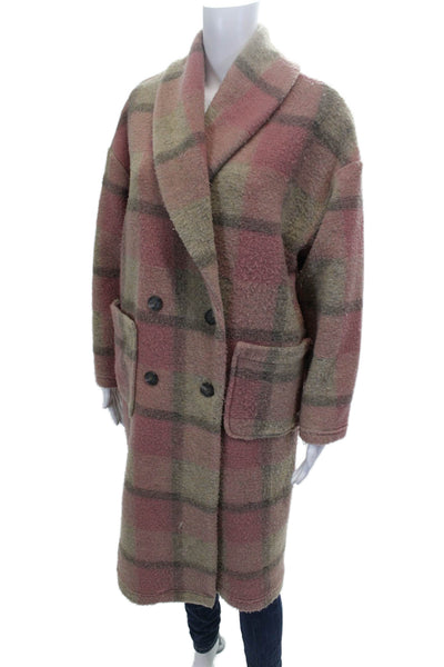 Xirena Women Multicolor Plaid Polyester Overcoat Long Sleeve Button Size XS