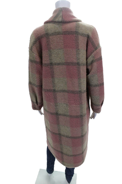 Xirena Women Multicolor Plaid Polyester Overcoat Long Sleeve Button Size XS