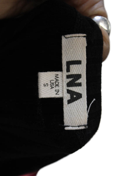 LNA Womens Black Bodycon Dress Long Sleeve Rayon Knee Length Round Neck Size S