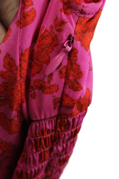 Zara Womens Pink Floral Collared Short Sleeve Shirt Dress Polyester Size S