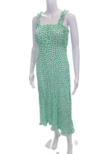 Faithfull The Brand Womens Green Floral Sundress Square Neck Sleeveless Size 4