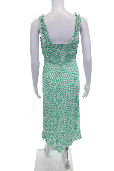 Faithfull The Brand Womens Green Floral Sundress Square Neck Sleeveless Size 4