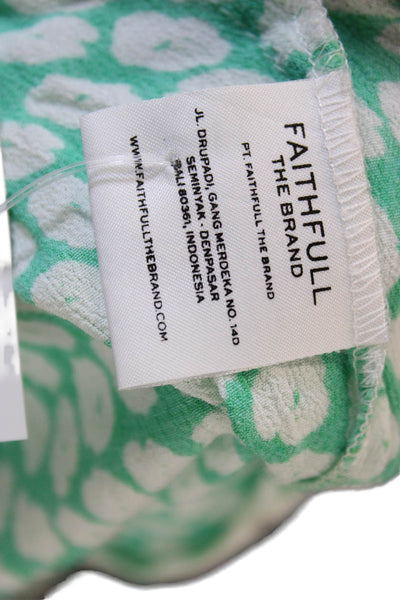 Faithfull The Brand Womens Green Floral Sundress Square Neck Sleeveless Size 4