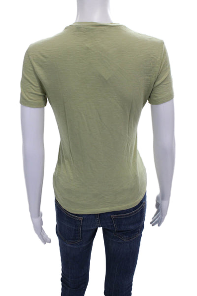 Theory Women Basic Green Cotton Crew Neck Short Sleeve T-Shirt Size S