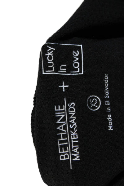 Lucky In Love Women Cropped Black Tank Polyester Crew Neck Size XS