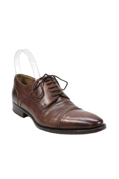 Magnanni Mens Leather Lace Up Dress Shoe Oxfords Brown Size 8 Medium