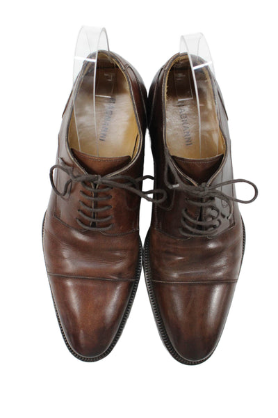 Magnanni Mens Leather Lace Up Dress Shoe Oxfords Brown Size 8 Medium