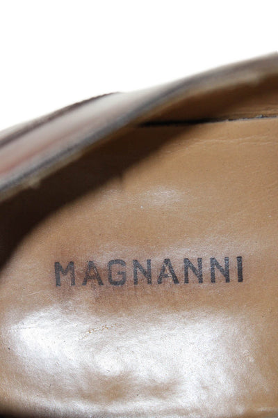 Magnanni Mens Leather Lace Up Dress Shoe Oxfords Brown Size 8 Medium
