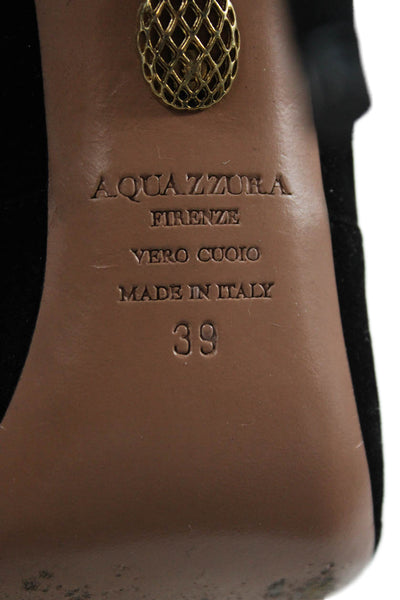 Aquazzura Womens Suede Peep Toe Stiletto Heel Ankle Booties Black Size 39 9
