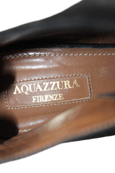 Aquazzura Womens Suede Peep Toe Stiletto Heel Ankle Booties Black Size 39 9