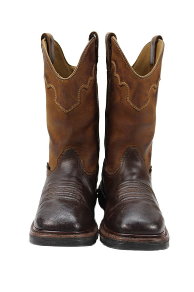 Dan Post Mens Leather Pull On Waterproof Cowboy Boots Brown Size 8