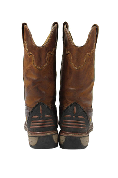 Dan Post Mens Leather Pull On Waterproof Cowboy Boots Brown Size 8