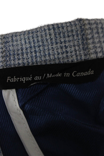 Peter Elliot Mens Blazer Blue Plaid Wool Linen Cotton Button Size 42