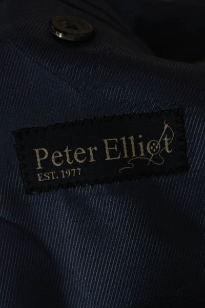 Peter Elliot Mens Blazer Blue Plaid Wool Linen Cotton Button Size 42