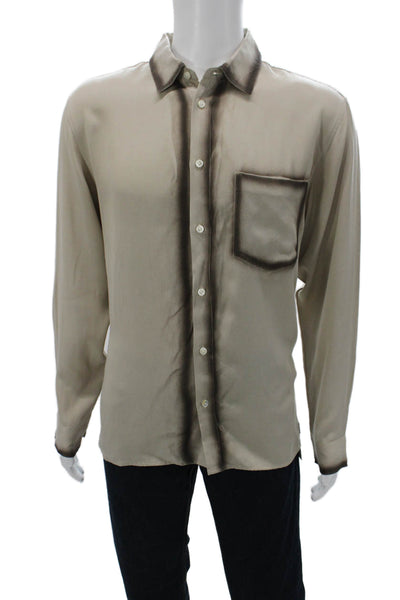Scotch & Soda Mens Long Sleeves Button Down Shirt Beige Brown Size Small