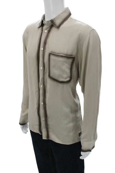 Scotch & Soda Mens Long Sleeves Button Down Shirt Beige Brown Size Small