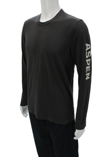 Standard James Perse Mens T-Shirt Long Sleeve Gray Graphic Aspen Size 1XT