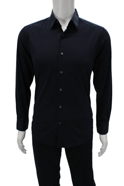 Theory Mens Dress Shirt Blue Button-Up Collared Long Sleeve Cotton Size S