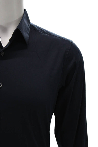Theory Mens Dress Shirt Blue Button-Up Collared Long Sleeve Cotton Size S