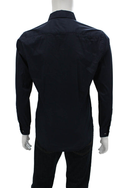 Theory Mens Dress Shirt Blue Button-Up Collared Long Sleeve Cotton Size S