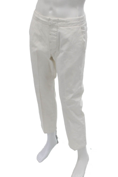 Standard James Perse Mens Ivory Chino Pants 25in Inseam Button Size 30