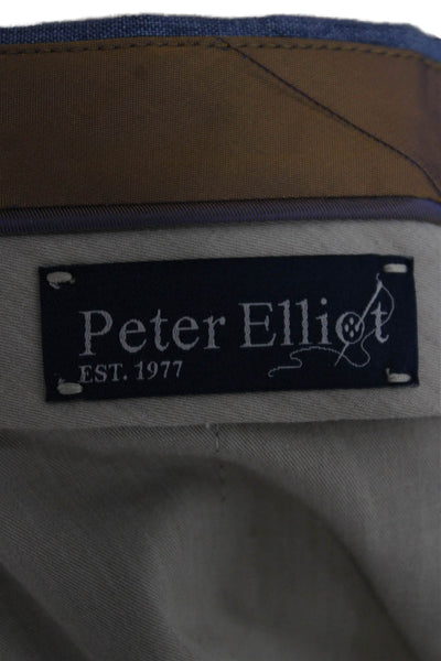 Peter Elliot Mens Dress Pants Blue Linen Button Size 50