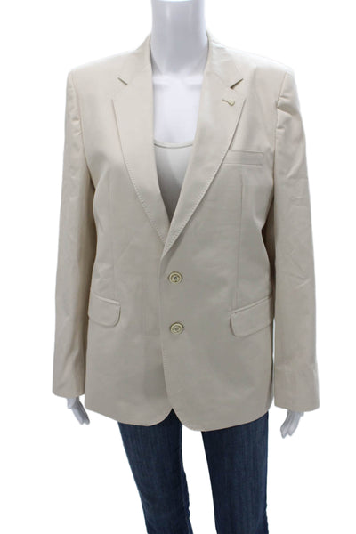 Peter Elliot Women Basic Jacket Beige 100% Cotton Button Long Sleeve Size 18