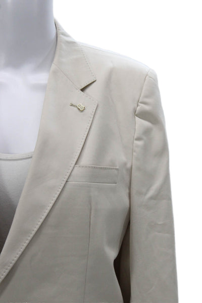 Peter Elliot Women Basic Jacket Beige 100% Cotton Button Long Sleeve Size 18