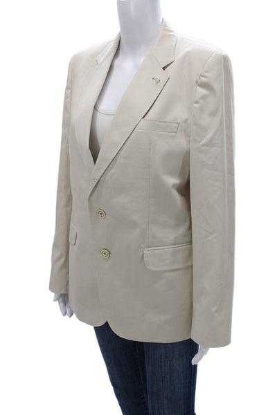Peter Elliot Women Basic Jacket Beige 100% Cotton Button Long Sleeve Size 18