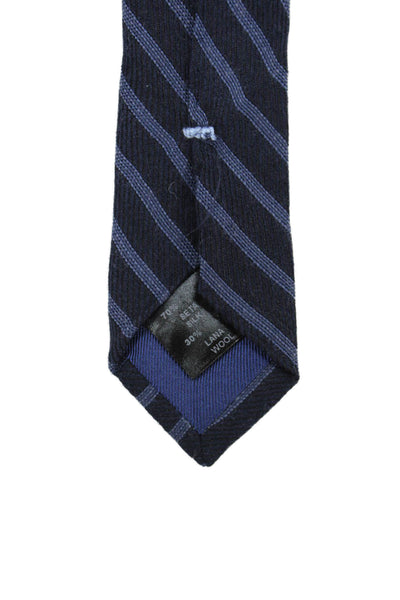 Peter Elliot Mens Silk Blend Skinny Necktie Navy Blue