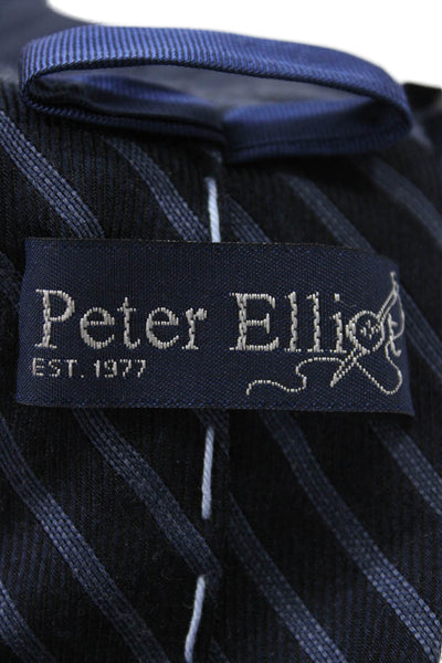 Peter Elliot Mens Silk Blend Skinny Necktie Navy Blue